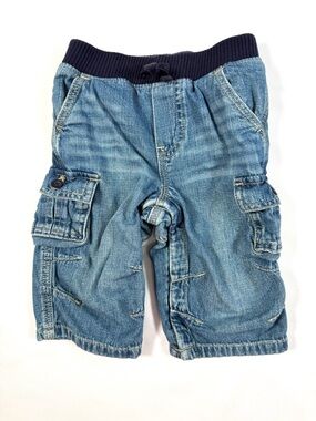 VINTAGE BABYGAP Y2K Carpenter Utility Denim Shorts Baby‎ 6-12 Months 2009 Cargo